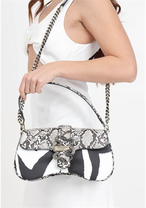 Spotted and python women's bag with lettering and snake logo plaque JUST CAVALLI | 76RA4BA1ZSA95918